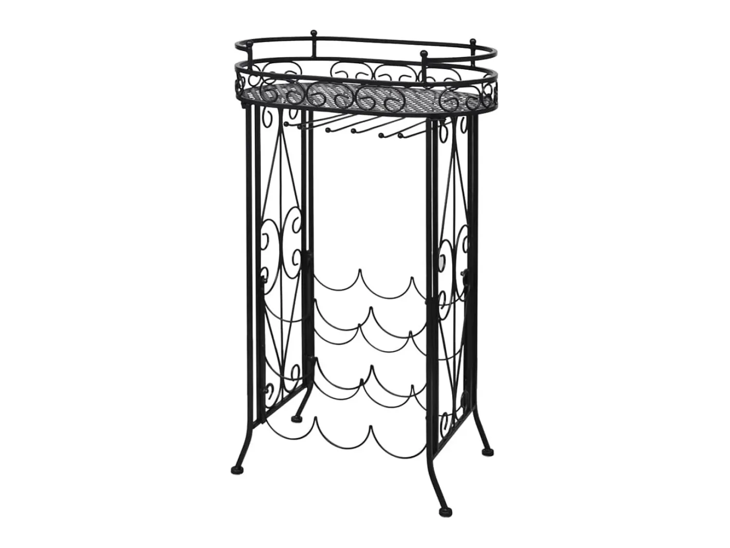Sale Garrafeira de metal, mesa com ganchos para 9 garrafas de vinho PT227320 Preto