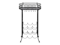 Sale Garrafeira de metal, mesa com ganchos para 9 garrafas de vinho PT227320 Preto
