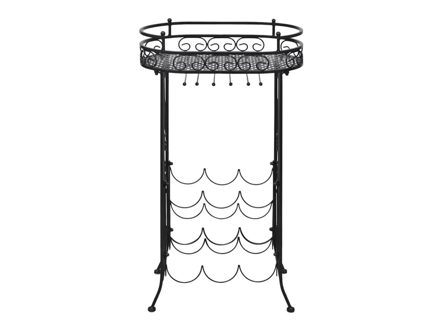 Sale Garrafeira de metal, mesa com ganchos para 9 garrafas de vinho PT227320 Preto