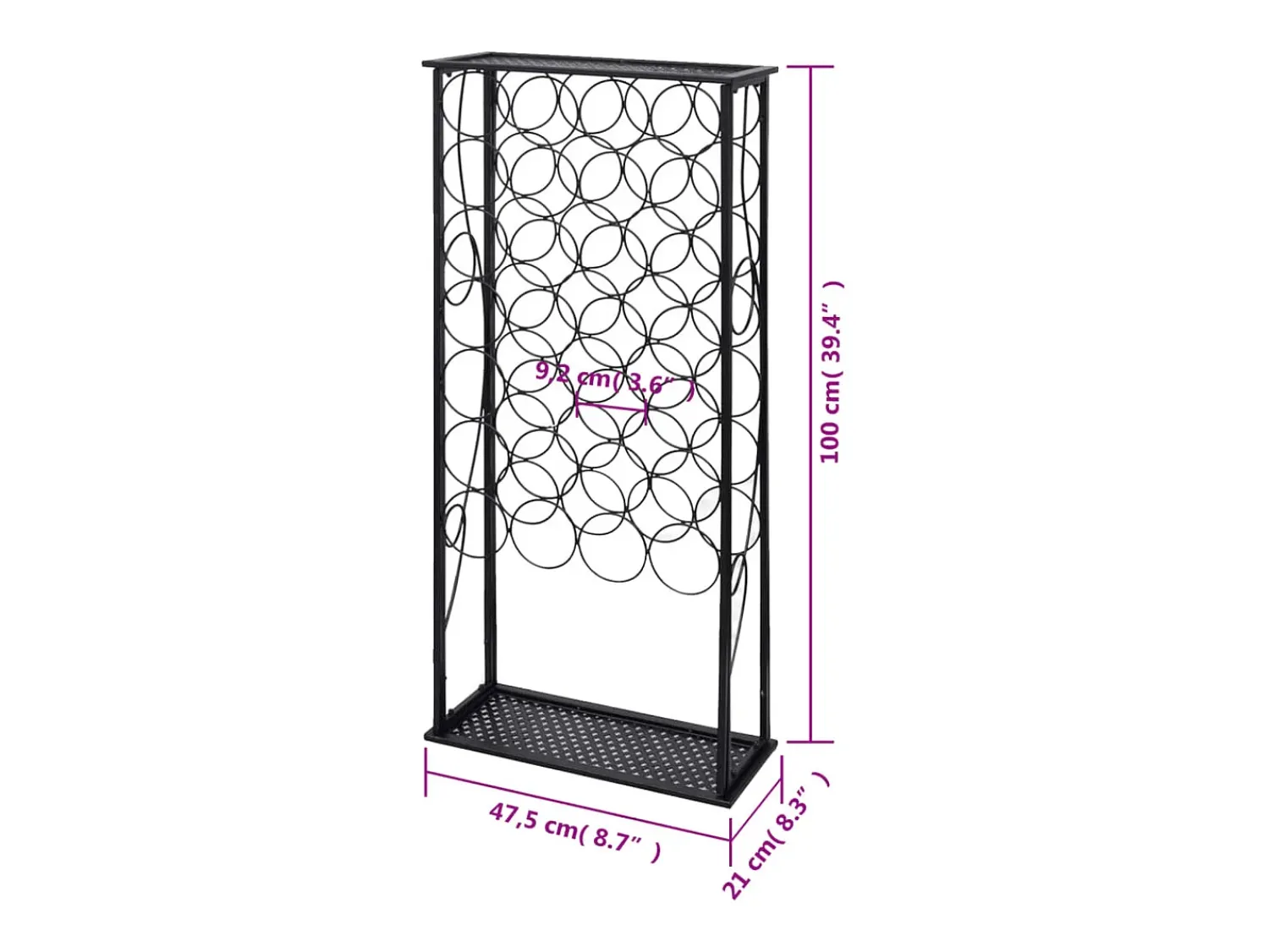 Acessórios De Arrumação|Acessório Vinho E Bar* Garrafeira de metal, suporte para 28 garrafas de vinho PT849591 Preto