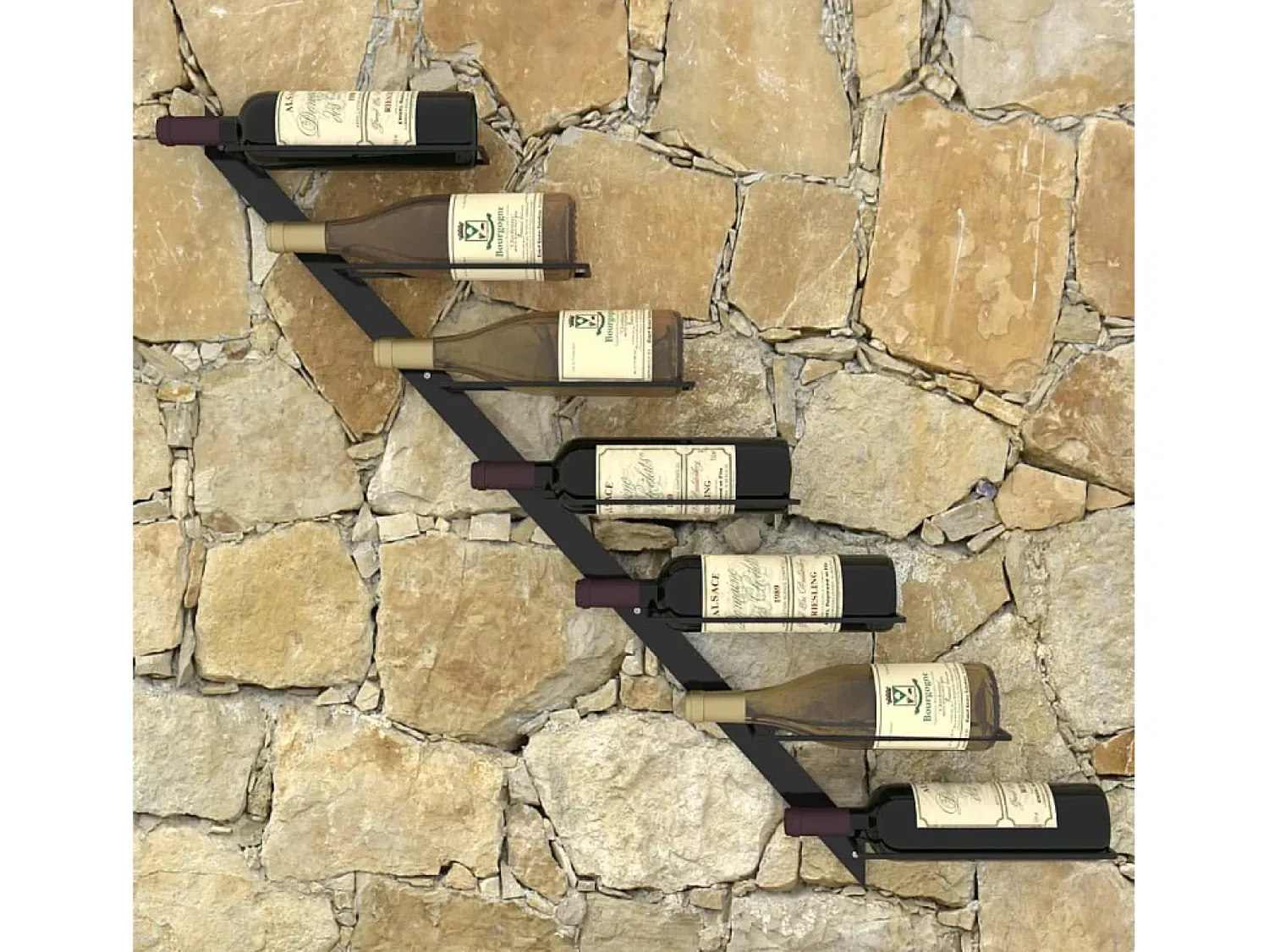 Acessórios De Arrumação|Acessório Vinho E Bar* Garrafeira de parede para 7 garrafas metal PT553113 Preto