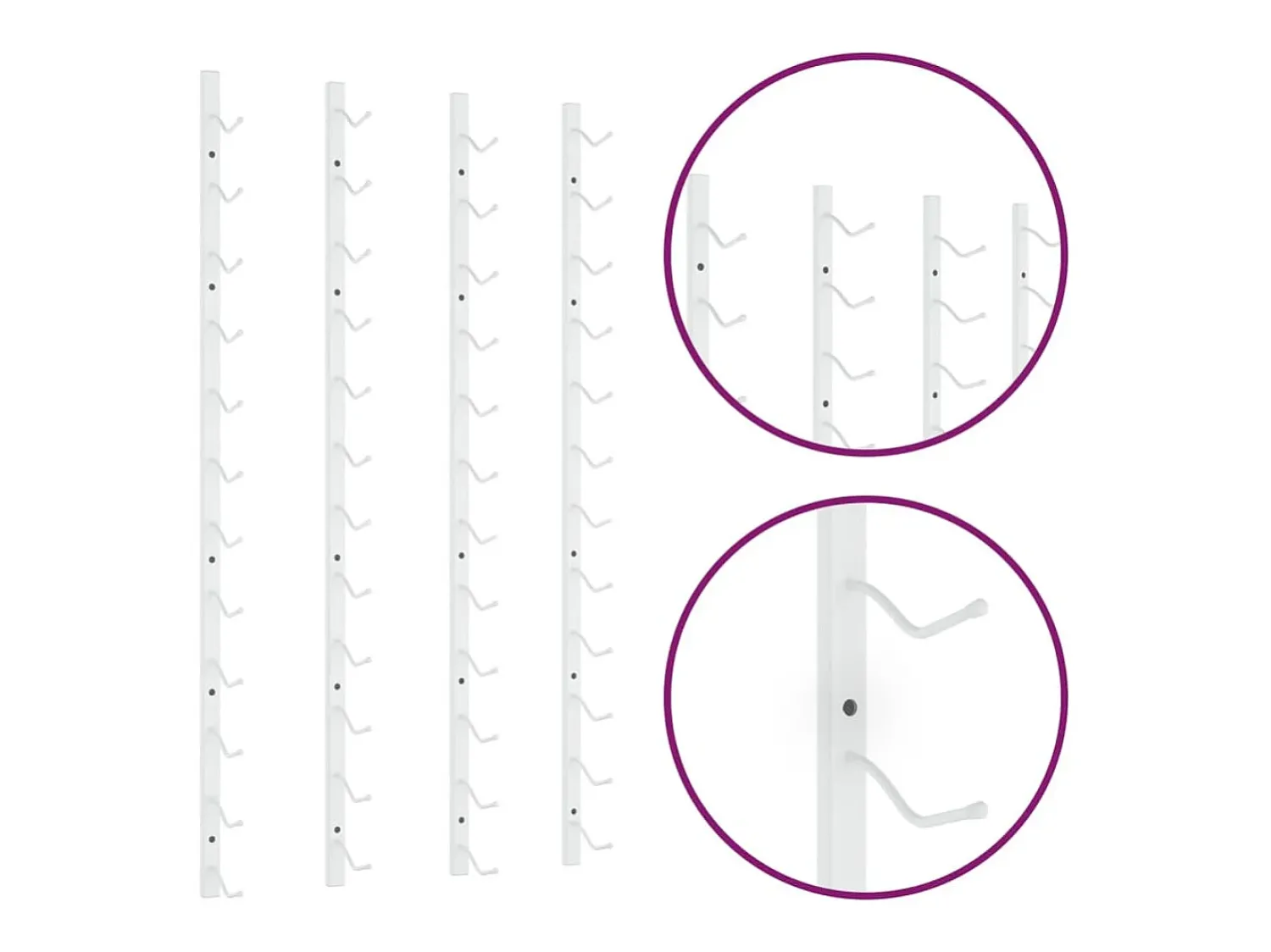 Acessórios De Arrumação|Acessório Vinho E Bar| Garrafeira de parede para 12 garrafas 2 pcs ferro PT473750 Branco