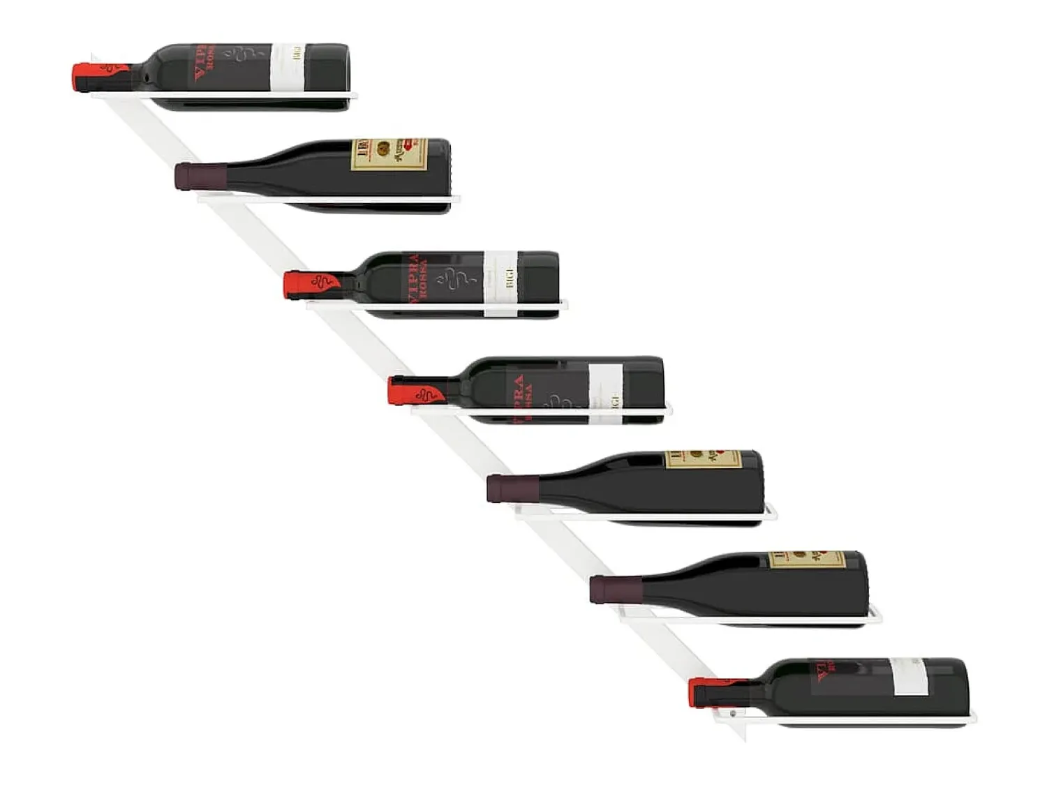 Acessórios De Arrumação|Acessório Vinho E Bar| Garrafeira de parede para 7 garrafas metal PT667733 Branco