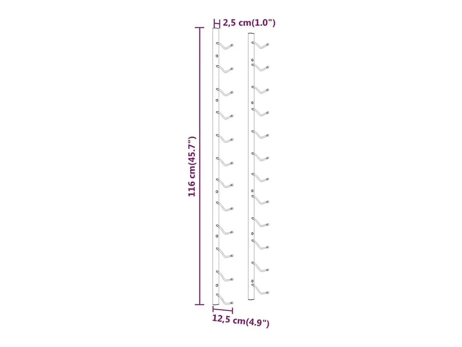 Acessórios De Arrumação|Acessório Vinho E Bar| Garrafeira de parede para 12 garrafas 2 pcs ferro PT817206 Dourado