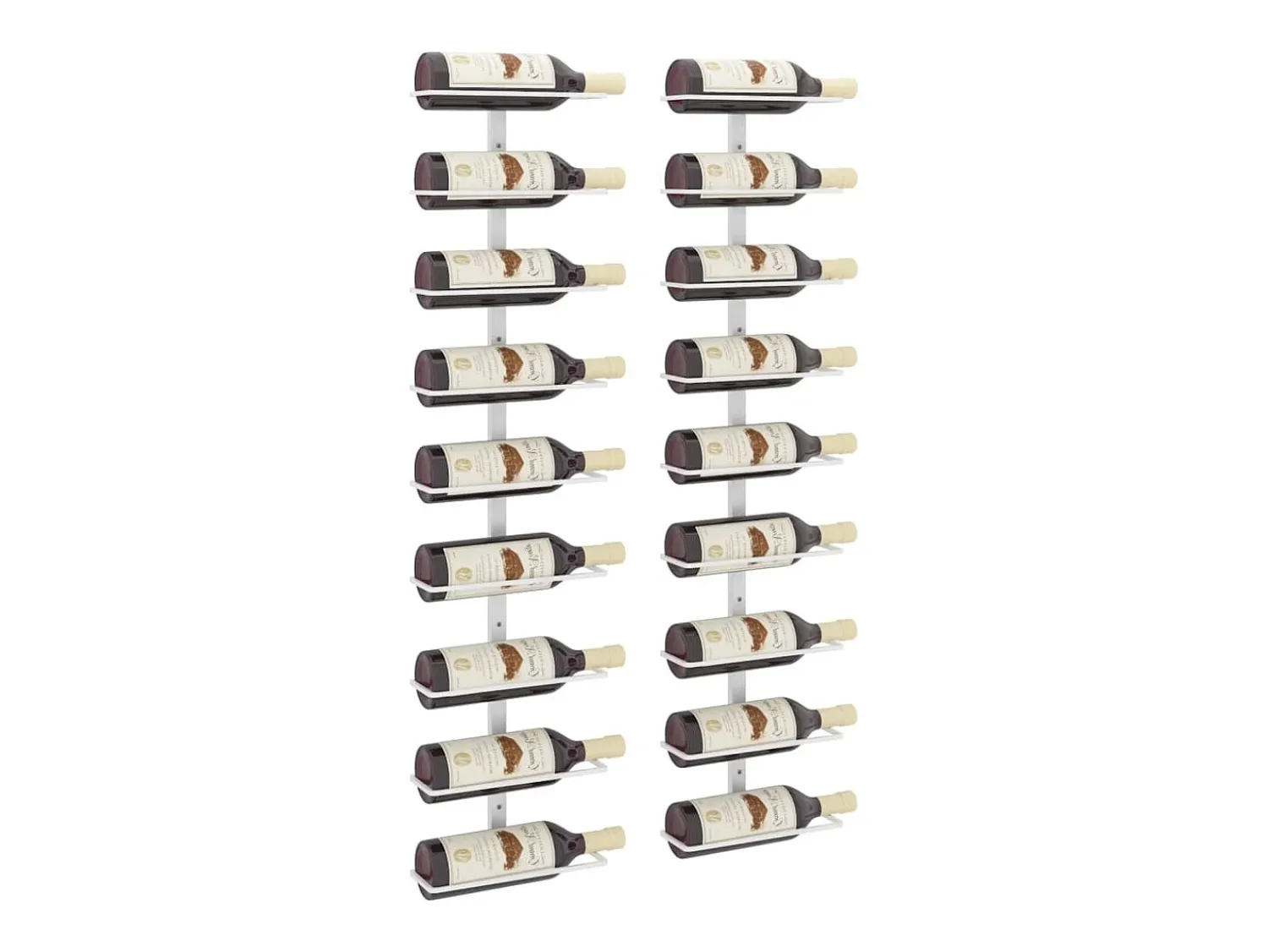 Acessórios De Arrumação|Acessório Vinho E Bar* Garrafeira de parede para 9 garrafas 2 pcs ferro PT719530 Branco