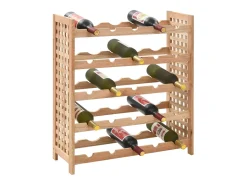 Garrafeira p/ 25 garrafas madeira de nogueira maciça 63x25x73cm PT959763^ Acessórios De Arrumação|Acessório Vinho E Bar