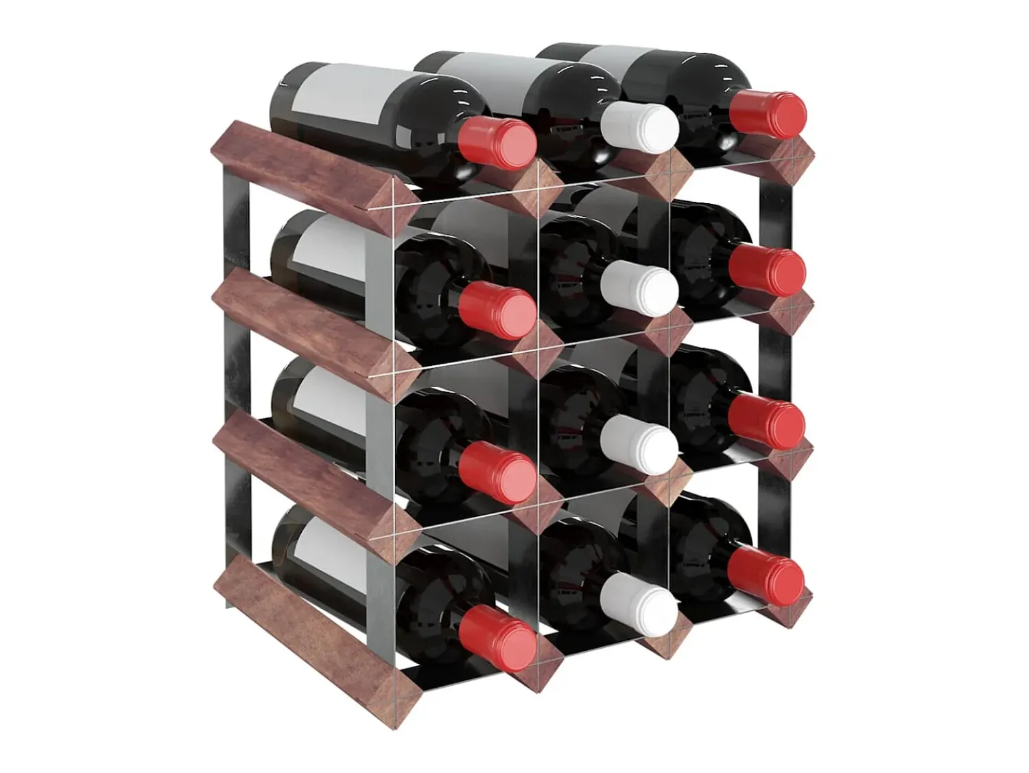 Acessórios De Arrumação|Acessório Vinho E Bar| Garrafeira para 12 garrafas madeira de pinho maciça PT475826 Castanho