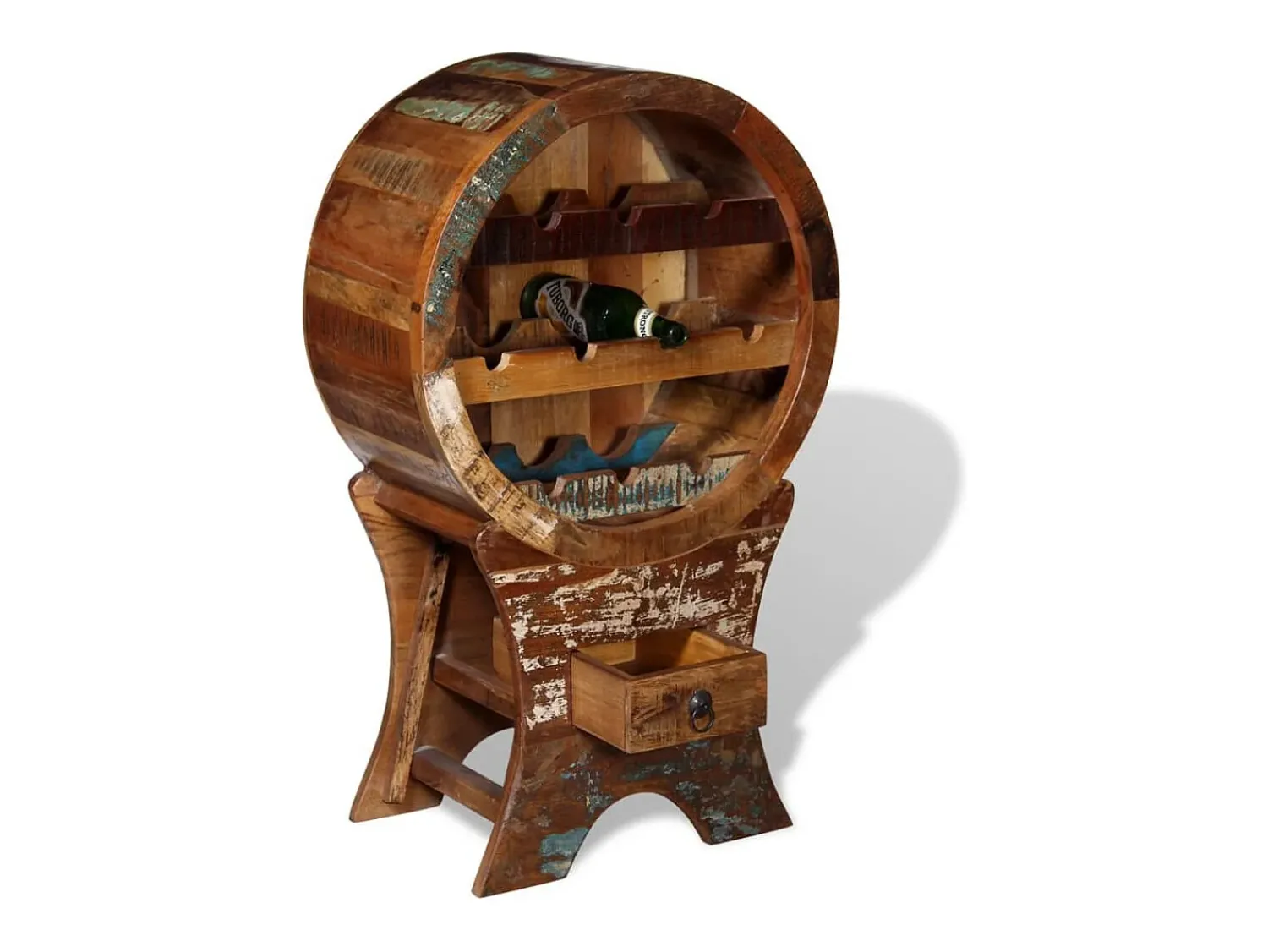 Best Garrafeira para 10 garrafas madeira recuperada maciça PT152827 Multicor