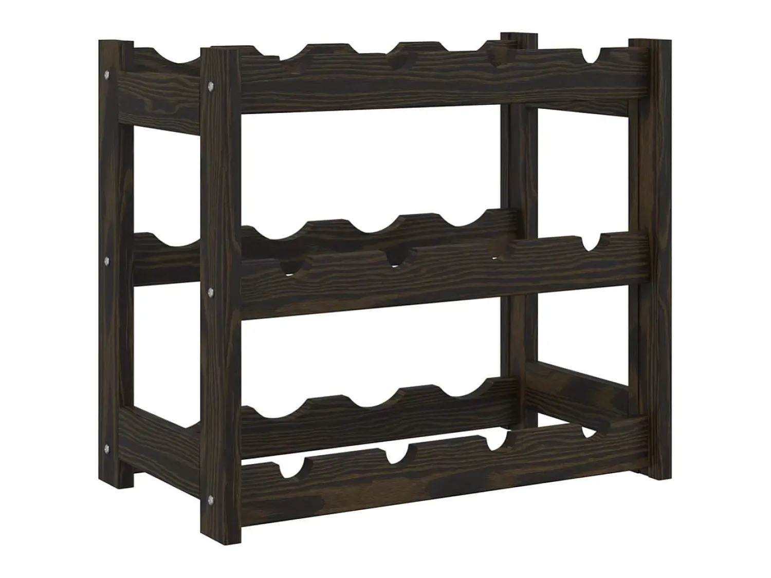 Acessórios De Arrumação|Acessório Vinho E Bar| Garrafeira para 12 garrafas madeira de pinho maciça PT682030 Preto