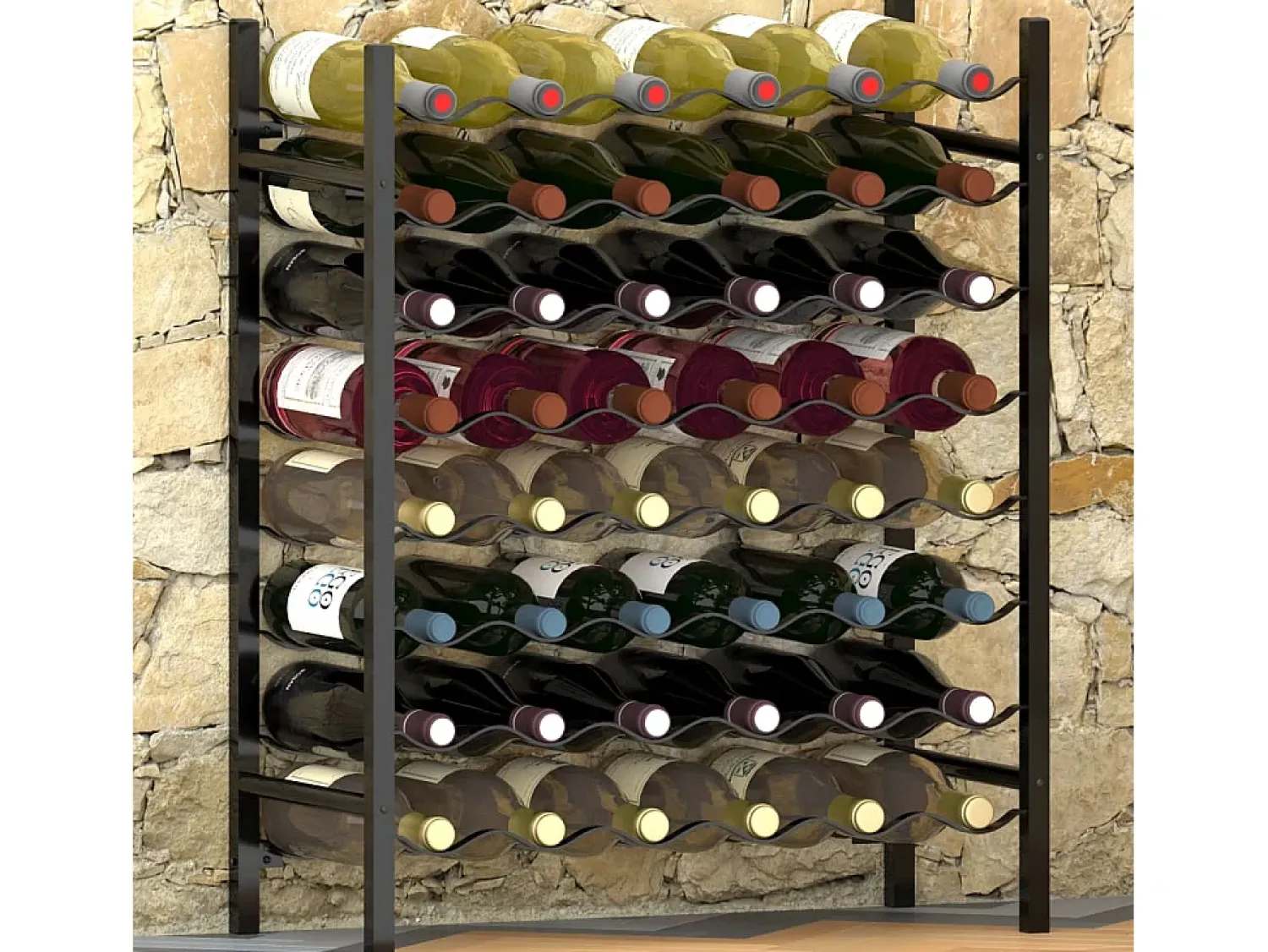 Acessórios De Arrumação|Acessório Vinho E Bar* Garrafeira para 48 garrafas metal PT906237 Preto