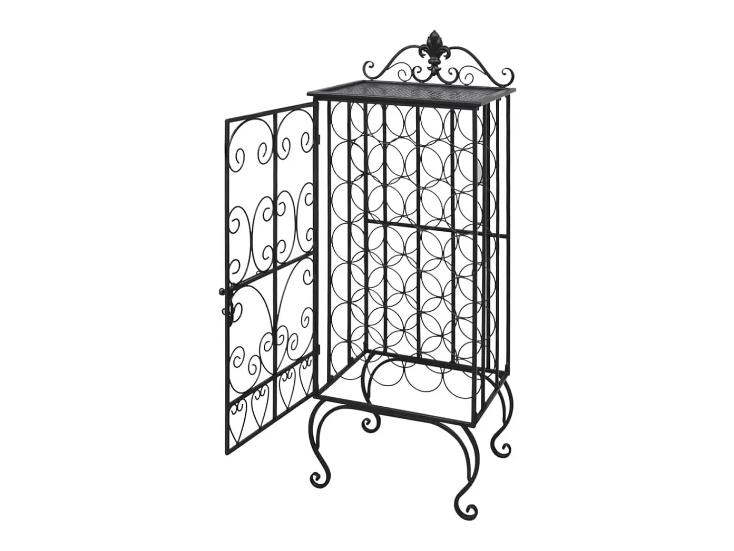 Garrafeira, suporte de metal para 28 garrafas de vinho PT113640 Preto