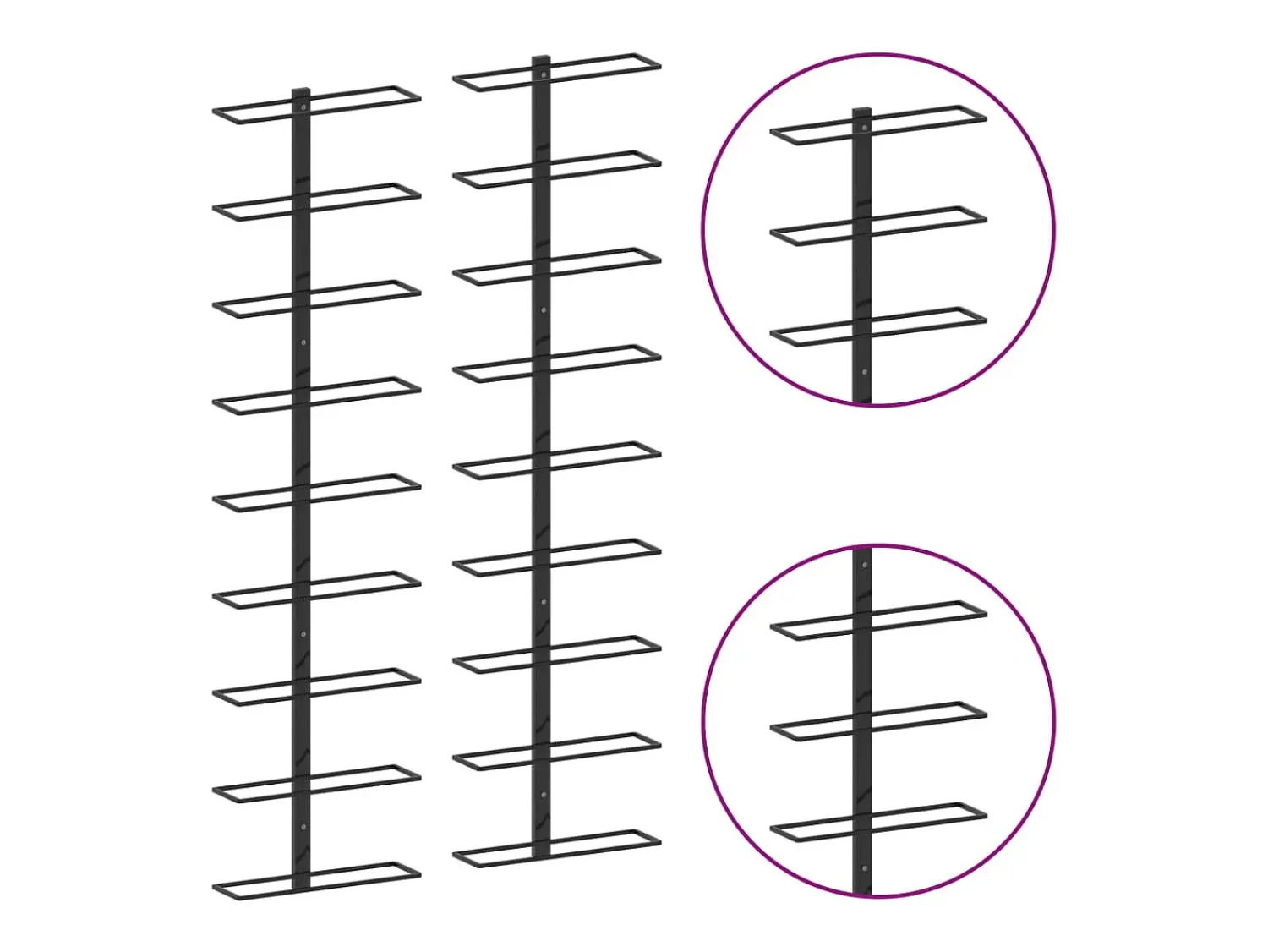 Garrafeiras de parede para 18 garrafas 2 pcs ferro PT514918^ Acessórios De Arrumação|Acessório Vinho E Bar