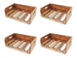 Sale Garrafeiras para 16 garrafas 4 pcs madeira recuperada maciça PT951533 Castanho