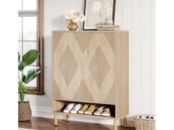 Móvel De Arrumação|Sapateira*Tribesigns Gaveteiro para sapatos com 2 portas, 73 x 35 x 115 cm, 6 andares para 25 pares de sapatos Castanho