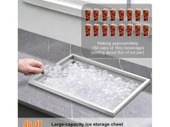 Acessório Vinho E Bar* Geladeira Embutida SucceBuy, 56 x 43 x 30 cm, Geladeira de Aço Inoxidável com Tampa, Caixa de Gelo Prateado