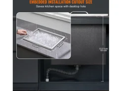 Acessório Vinho E Bar* Geladeira Embutida SucceBuy, 53 x 43 x 46 cm, Baldes de Gelo de Aço Inoxidável com Tampa, Bar de Gelados para Cozinha Exterior Prateado