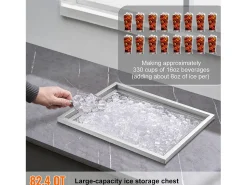 Acessório Vinho E Bar* Geladeira Embutida SucceBuy, 53 x 43 x 46 cm, Baldes de Gelo de Aço Inoxidável com Tampa, Bar de Gelados para Cozinha Exterior Prateado