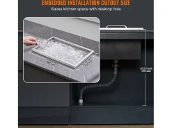 Sale Geladeira Embutida SucceBuy, 51 x 35 x 30 cm, Baldes de Gelo de Aço Inoxidável com Tampa, Bar de Gelados para Cozinha Exterior Prateado