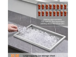 Sale Geladeira Embutida SucceBuy, 51 x 35 x 30 cm, Baldes de Gelo de Aço Inoxidável com Tampa, Bar de Gelados para Cozinha Exterior Prateado