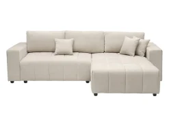 Sofá|Habitat et jardin George", sofá-cama de canto de 4 lugares, estilo bolha, em tecido chenille - Bege