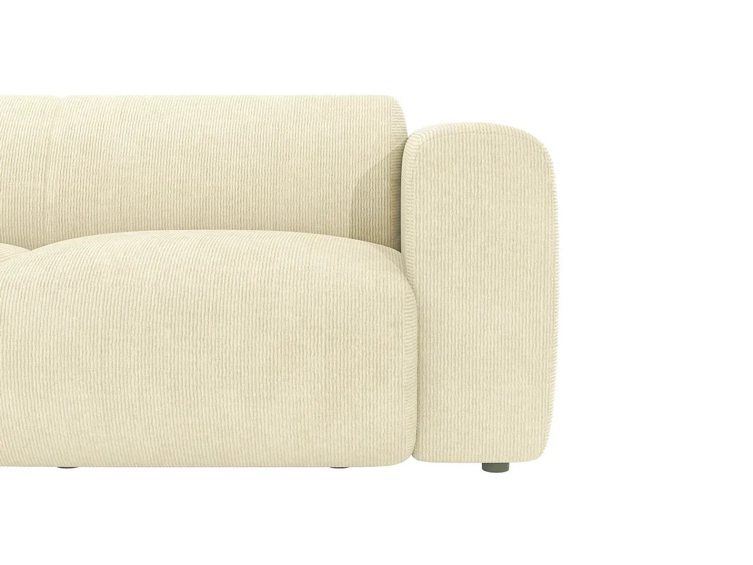 Sofá*Maison Céphy Grande sofá 5 lugares apoio braço direito veludo canelado POGNI de Branco sujo