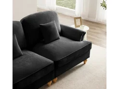 New DripeX Grande Sofá 2 Lugares em Chenille - Capa Removível e 2 Almofadas - 194x83.5x93cm - Preto