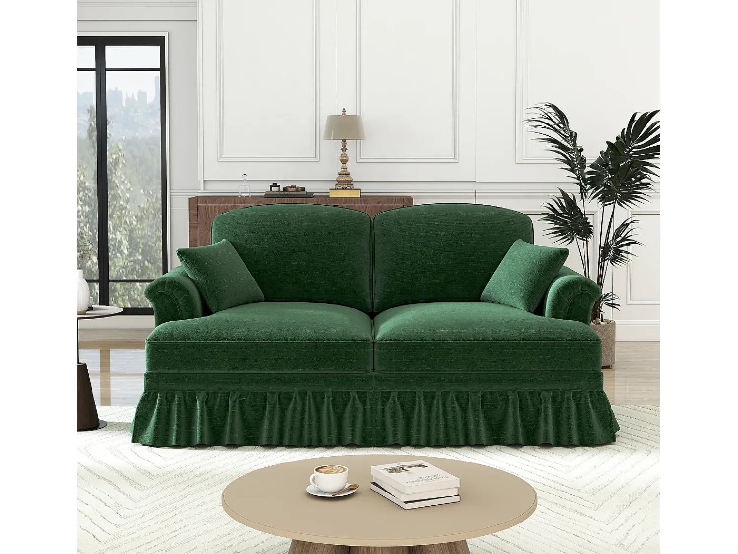 DripeX Grande Sofá 2 Lugares em Chenille - Capa Removível e 2 Almofadas - 194x83.5x93cm -^ Sofá