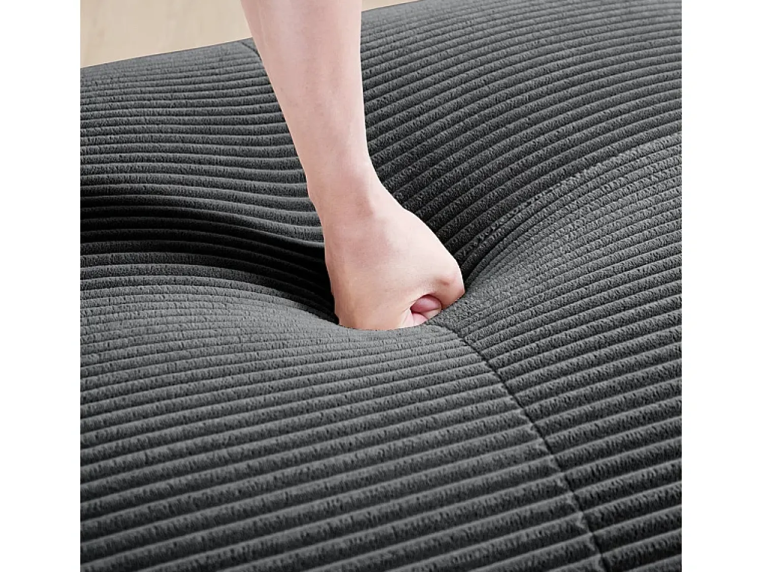 DripeX Grande sofá angular modular 388cm - de Veludo cotelê - com 4 almofadas e 2 puffs - ergonómico - Cinza^ Sofá