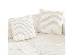 Sofá*DripeX Grande sofá angular reto modular, de veludo cotelê, com 4 almofadas, montagem não necessária, 261x146x65cm, Branco