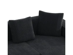 Sofá*DripeX Grande sofá angular reto modular, de veludo cotelê, com 4 almofadas, montagem não necessária, 261x146x65cm, Preto