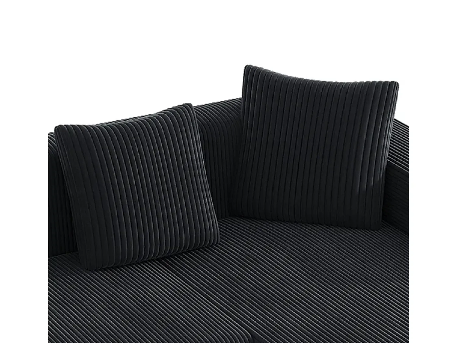 Sofá*DripeX Grande sofá angular reto modular, de veludo cotelê, com 4 almofadas, montagem não necessária, 261x146x65cm, Preto