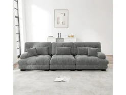 Sofá|DripeX Grande sofá cinza - 3 lugares - com 5 almofadas - estrutura madeira maciça - Pelúcia - 313x77x81cm Cinzento