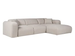 Sofá*Vente-unique Grande sofá de canto direito convertível abertura rápidao colchão 16 cm em tecido mesclado POGNI Bege
