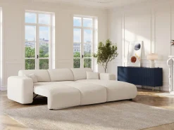 Sofá*Maison Céphy Grande sofá de canto direito convertível em tecido bouclé POGNI da Branco