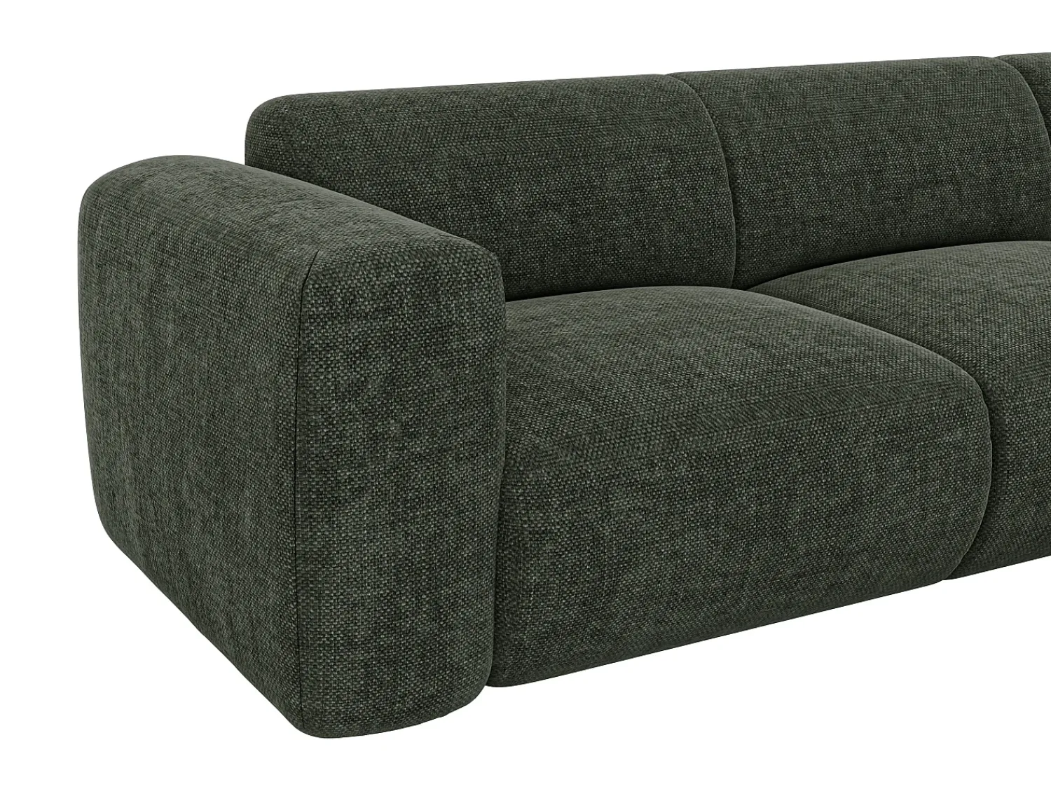 New Maison Céphy Grande sofá de canto direito com encosto chaise longue em tecido mescla POGNI Verde