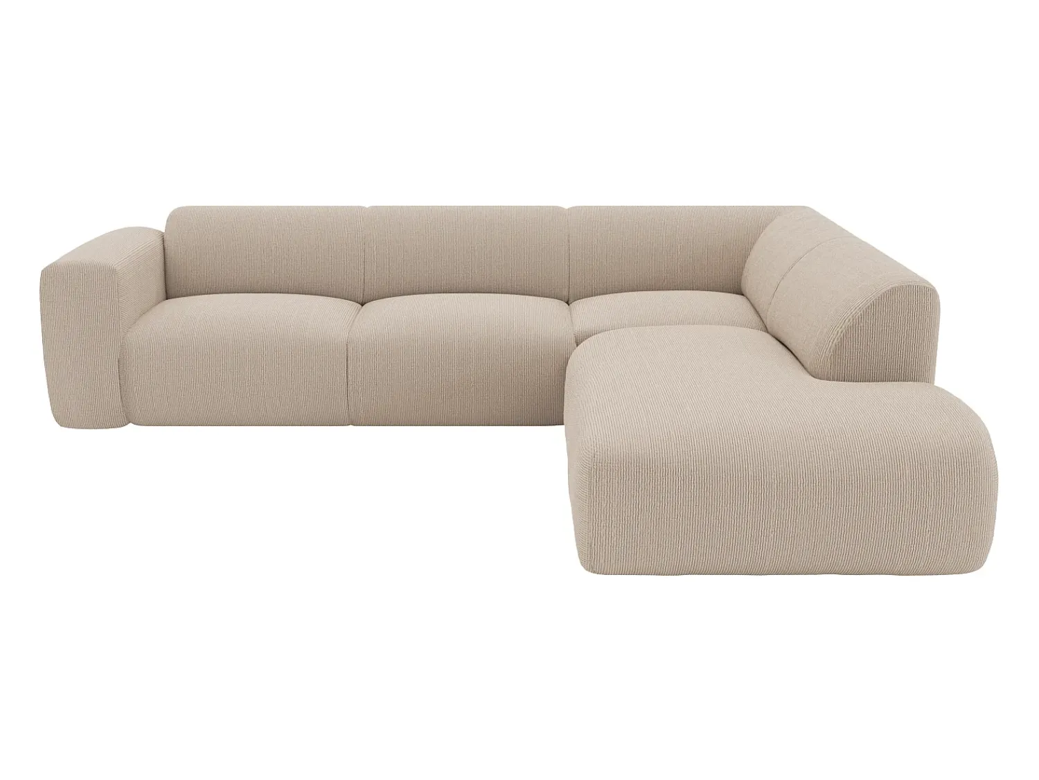 Sofá|Maison Céphy Grande sofá de canto direito com encosto chaise-longue veludo POGNI Bege