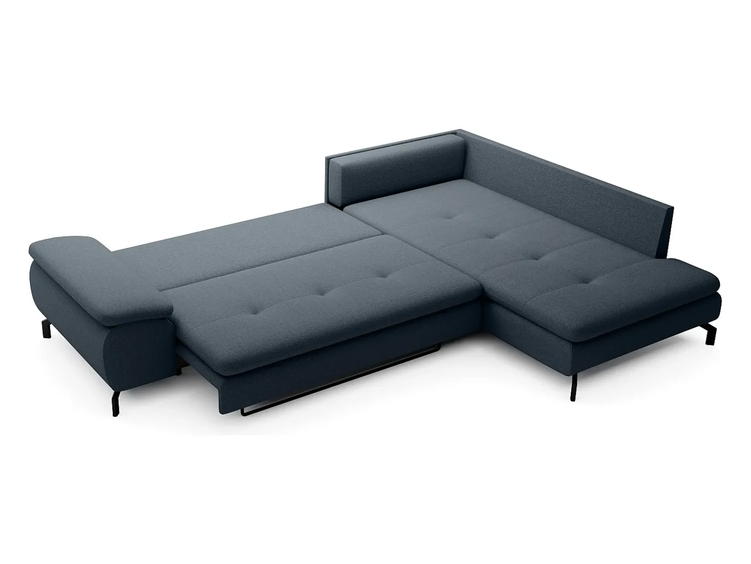 New Vente-unique Grande sofá de canto direito convertível tecido texturizado ARCHIBALD Azul