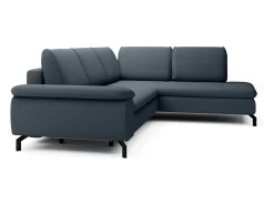 New Vente-unique Grande sofá de canto direito convertível tecido texturizado ARCHIBALD Azul