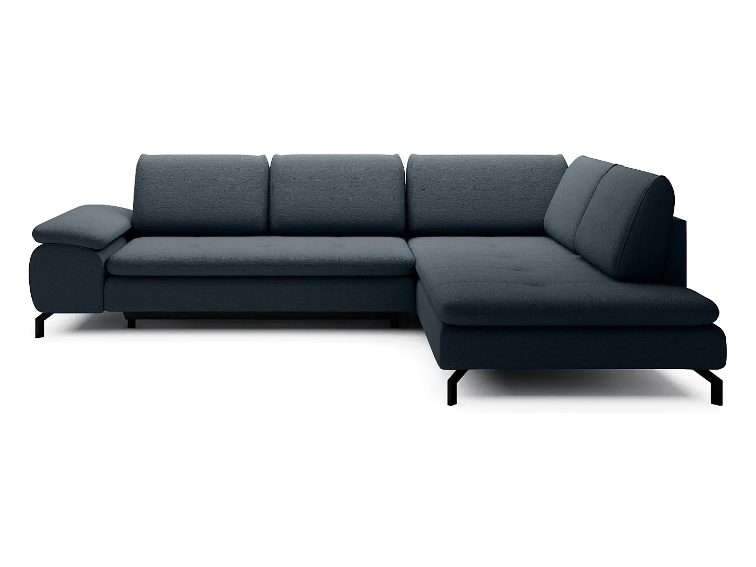 New Vente-unique Grande sofá de canto direito convertível tecido texturizado ARCHIBALD Azul