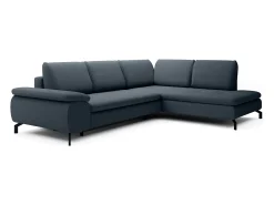 New Vente-unique Grande sofá de canto direito convertível tecido texturizado ARCHIBALD Azul