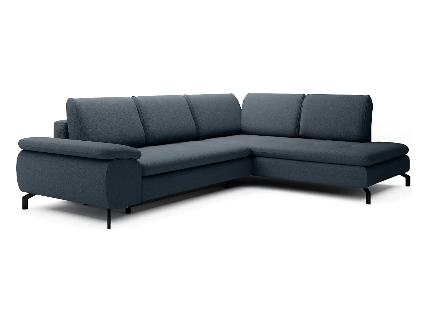New Vente-unique Grande sofá de canto direito convertível tecido texturizado ARCHIBALD Azul