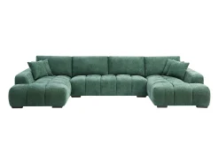 Clearance Vente-unique Grande sofá de canto em tecido texturizado BERENIA Verde