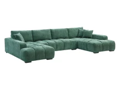 Clearance Vente-unique Grande sofá de canto em tecido texturizado BERENIA Verde