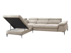 Sofá*Vente-unique Grande sofá de canto esquerdo convertível veludo SEPINA de Pascal Morabito Bege