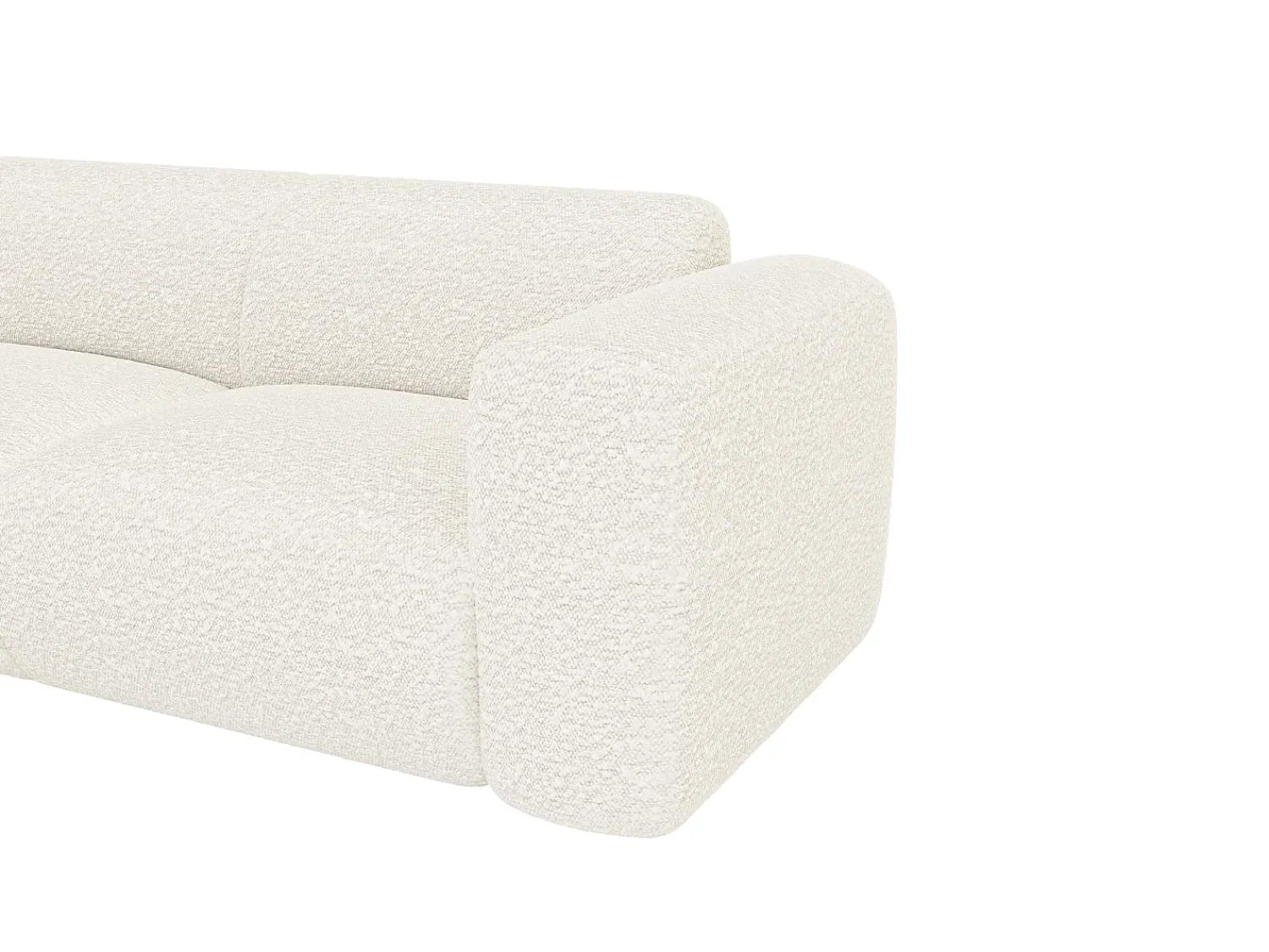 Sofá|Maison Céphy Grande sofá de canto esquerdo com encosto chaise-longue tecido bouclé POGNI Branco