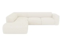 Sofá|Maison Céphy Grande sofá de canto esquerdo com encosto chaise-longue tecido bouclé POGNI Branco