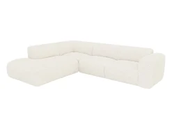 Sofá|Maison Céphy Grande sofá de canto esquerdo com encosto chaise-longue tecido bouclé POGNI Branco
