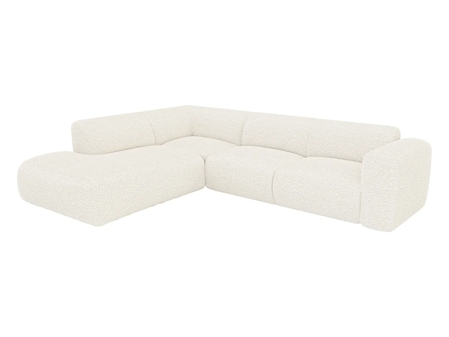 Sofá|Maison Céphy Grande sofá de canto esquerdo com encosto chaise-longue tecido bouclé POGNI Branco