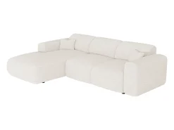 Sofá*Maison Céphy Grande sofá de canto esquerdo conversível em tecido bouclé POGNI da Branco
