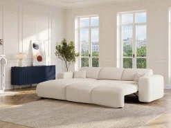 Sofá*Maison Céphy Grande sofá de canto esquerdo conversível em tecido bouclé POGNI da Branco